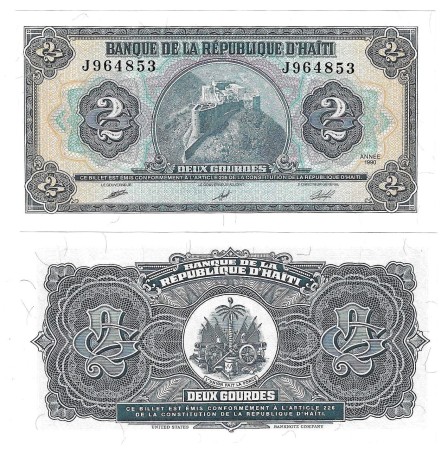 Haiti 2 Gourdes 1990 UNC Pick 254	